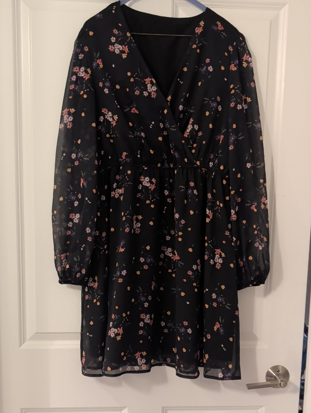 Black Floral Long Sleeve Dress